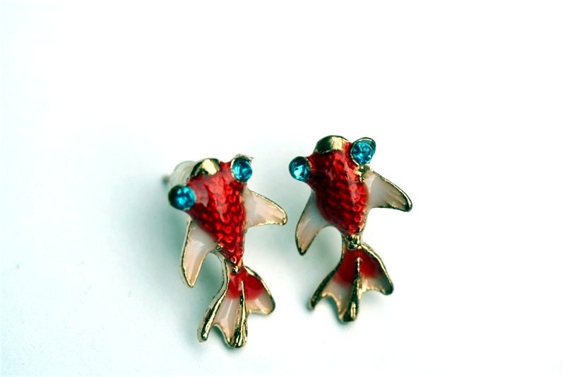 Koi Stud Earrings Japanese Koi Jewelry Gift for Koi Fish Collector Japan Goldfish Pond