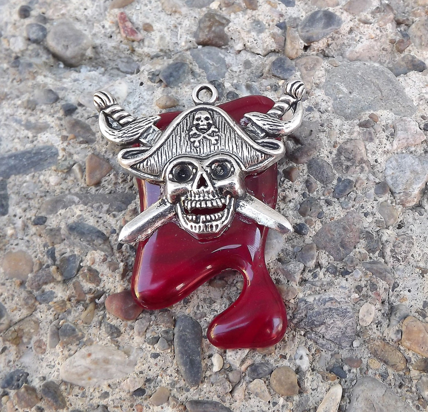 Pirate Pendant fused glass