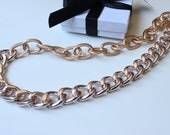 Rose Gold Chunky Curb with Textured Chain Necklace