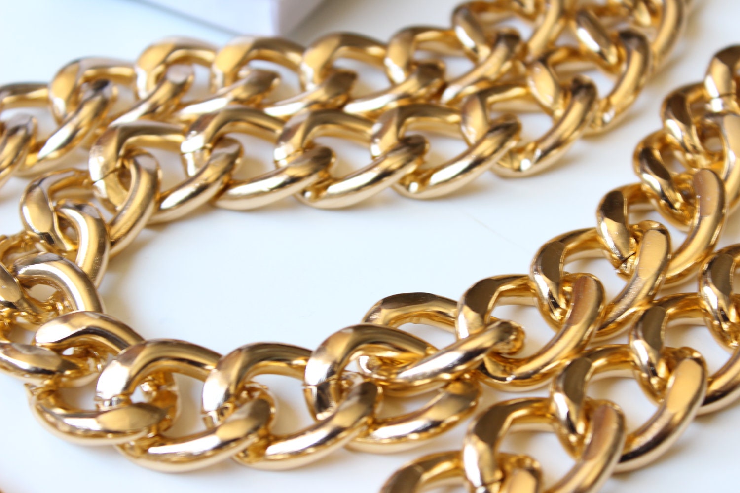 Double Layer Gold Chunky Curb Chain Necklace