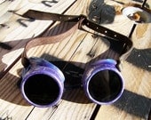 Goggles steampunk pilot aged purple & aged blue