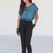 Elegant , black pants , with tie belt
