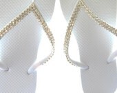WHITE Crystal Flip Flops