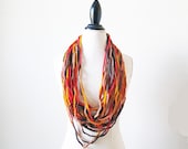 Crochet Infinity Scarf,  Layered Chunky Necklace Scarf, Faded Autumn Accessories Jersey Style,  Chain Scarf