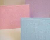 Set of 3 Pastel Embossed Thank You Note Cards with Envelopes