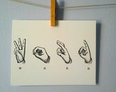 Word Postcard, Deaf ASL postcard or wall art