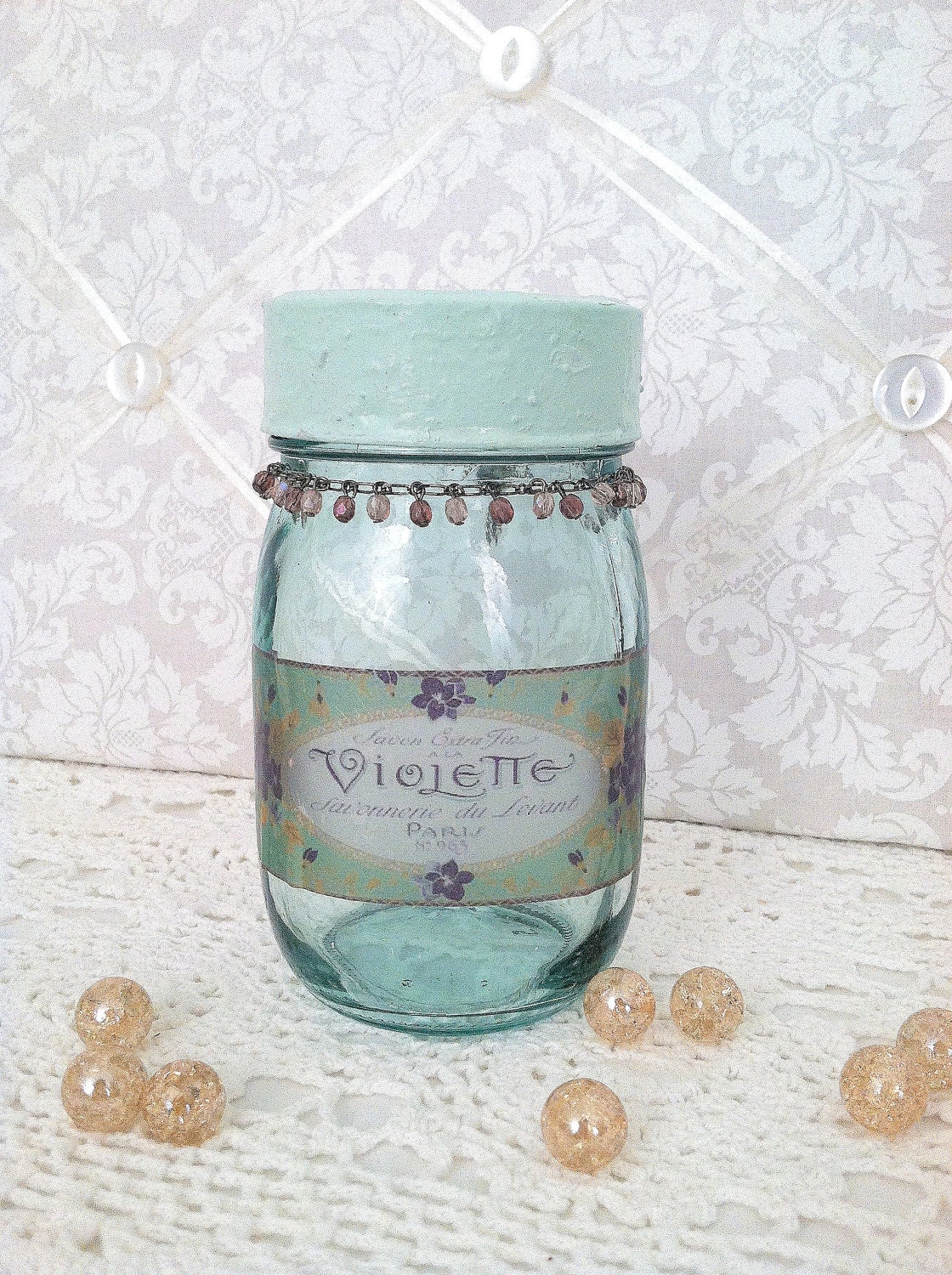 French Inspired Farmhouse Glass Decor Jar