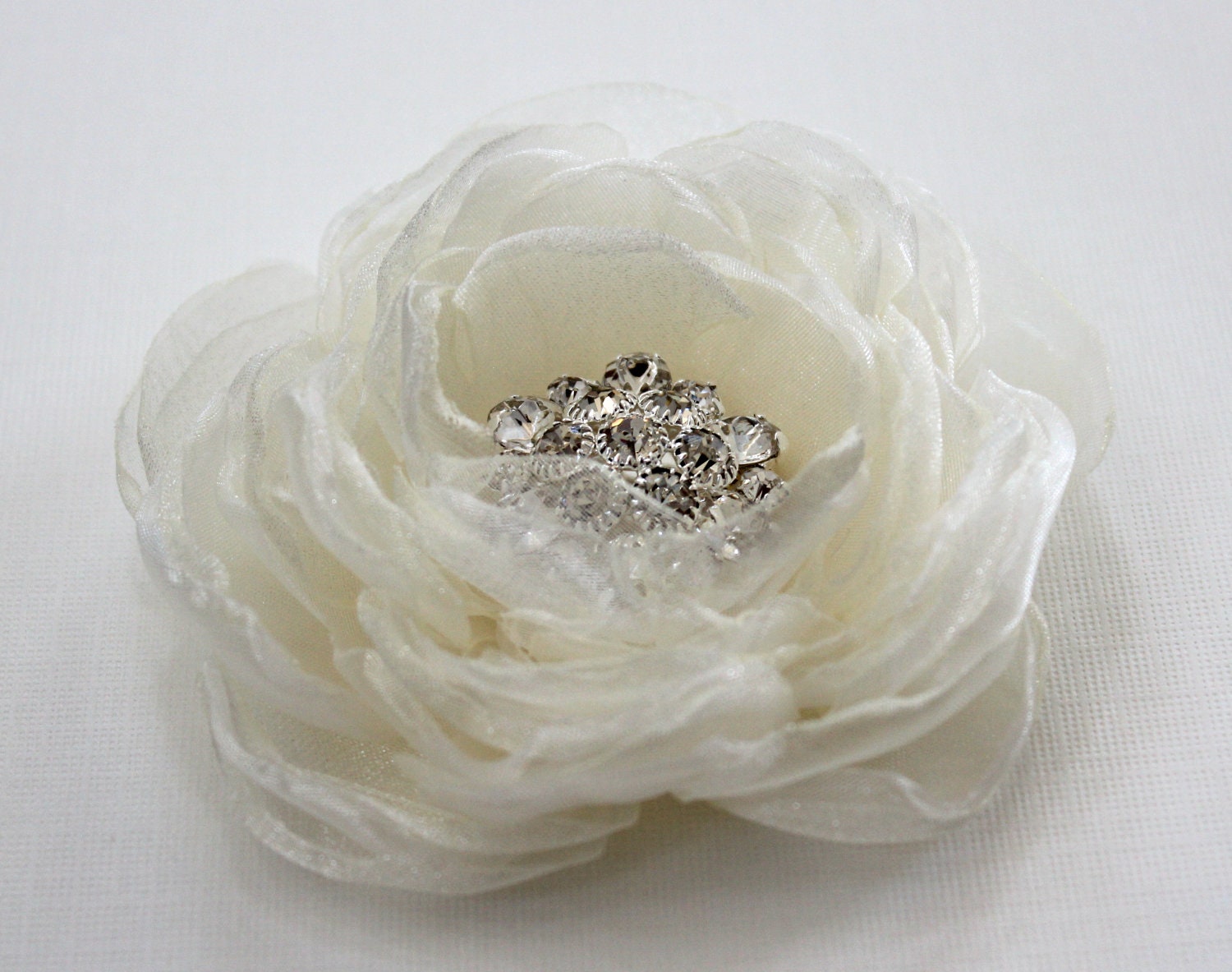 Ivory wedding hair flower/bridal hair flower -wedding hair accessories - organza bridal hair clip