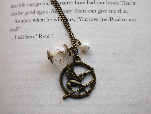 Hunger Games Katniss Peeta Necklace Inspired by The Hunger Games Hope Glass Bead Orb Silver Necklace Botanical  Globe Beadwork