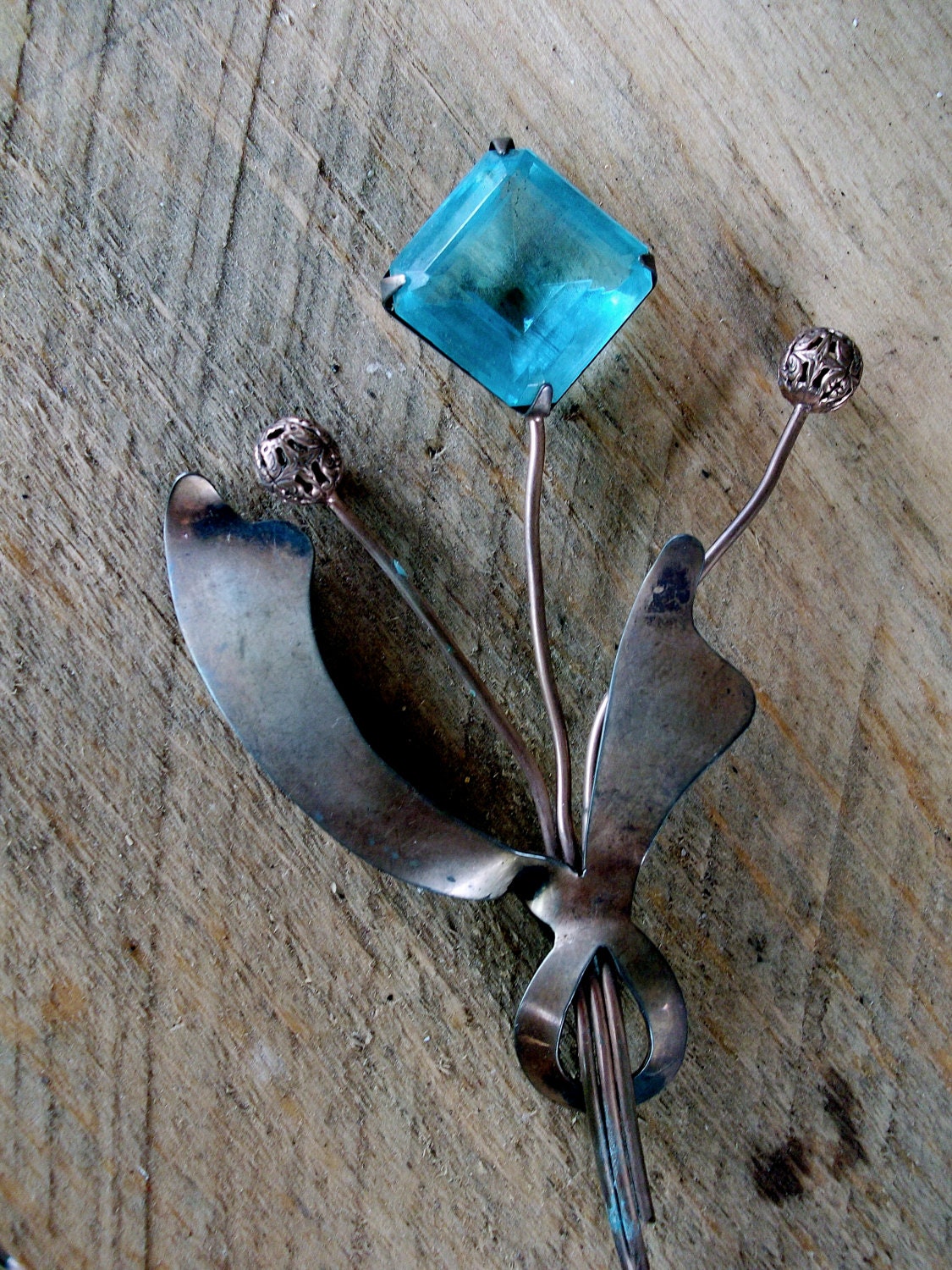 Blue Art Deco Corsage / Wedding / Something Blue / Aqua