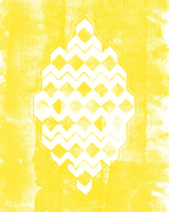 Yellow Geometric Waves - Limited Edition Print