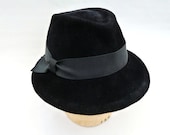 Handmade Black Felt Fedora Hat For Women