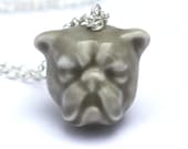Bulldog necklace, handmade in porcelain