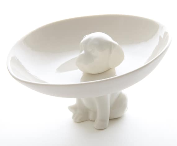 The dog bowl, porcelain bowl held up by a cute dog