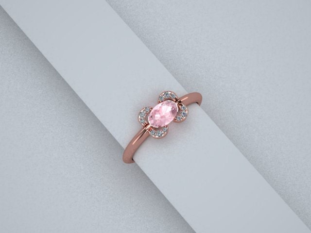Oval Pink Sapphire Diamond Engagement Ring 14K Rose Gold
