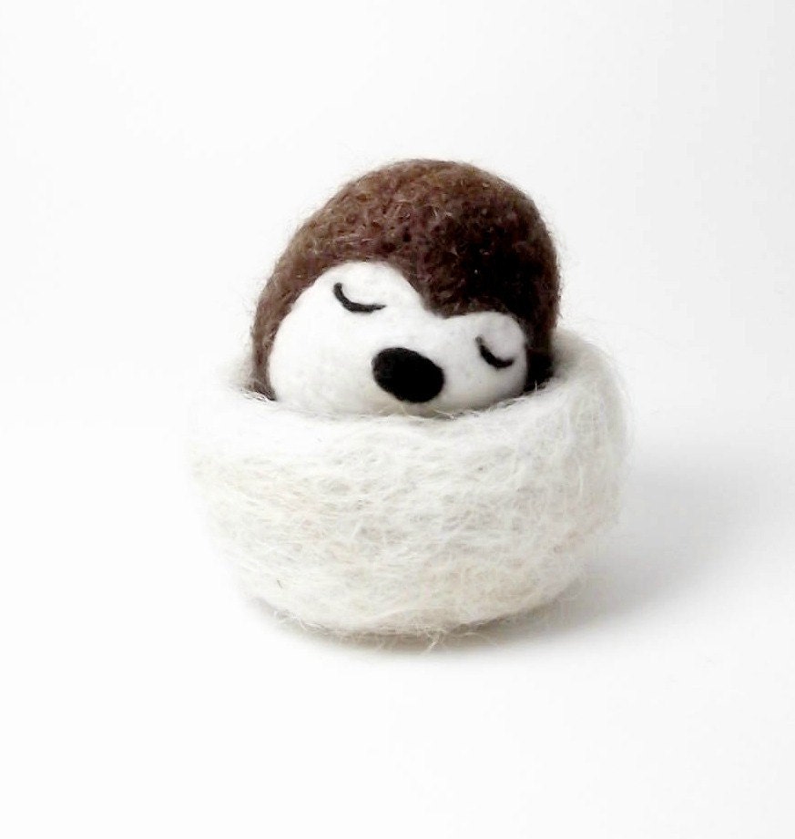 Needle felt hedgehog - nesting animal - heirloom - nursery decor