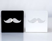 Candle holder - My moustache is shining (B&W version)- Simple metal shape to hold a tea lite in -
