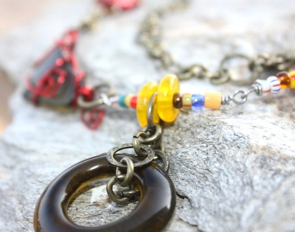 Necklace - Double Strand, Multi-Color Design