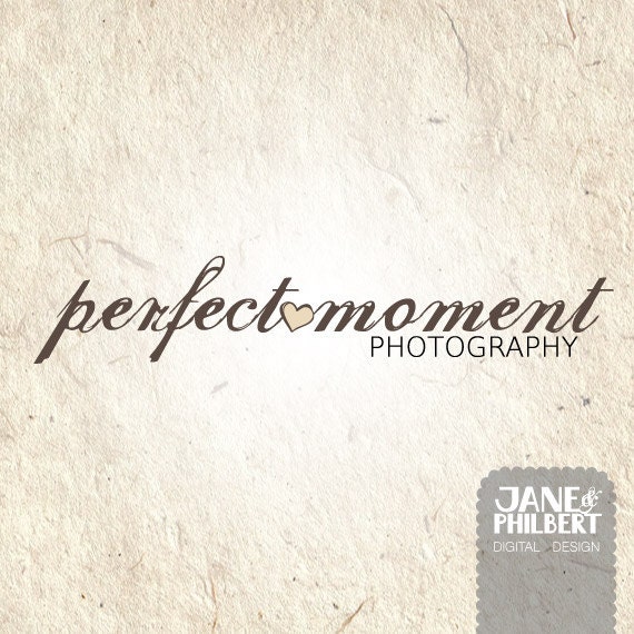 Premade Logo for Photography - Feminine style, fully customisable including free watermark - girly boutique heart pretty