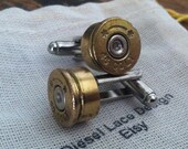 Bullet cufflinks Colt 45 silver tone backings handgun groomsmen wedding cuff links men