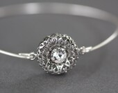Dazzling Moonlight- Silver Plated-Bangle Bracelet- Single Bracelet