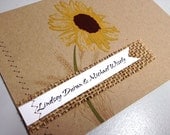 Sunflower Country Sewn Wedding Invitations - Burlap Rustic brown yellow black woodland