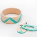 Hand painted Distressed Wood Bangle, 3 inch diameter, Shabby Chic, Chevron