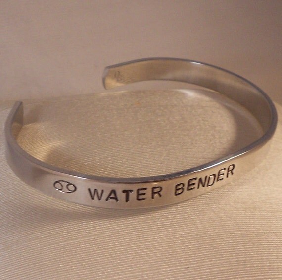Custom Zodiac Cancer (Moonchild) Water Bender -  Metal Stamp Bracelet