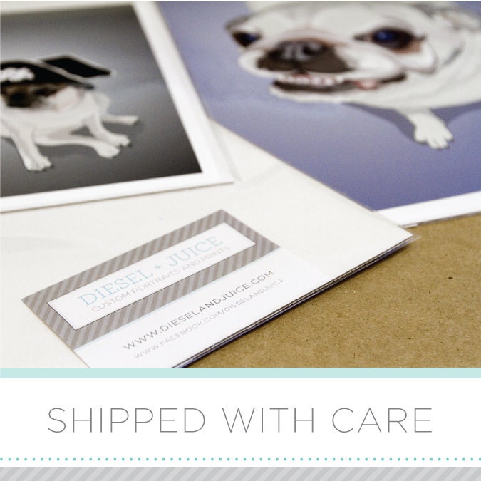 French Bulldog Puppy Portrait - Blue Digitally Illustrated - 8 x 10 Archival Matte Print
