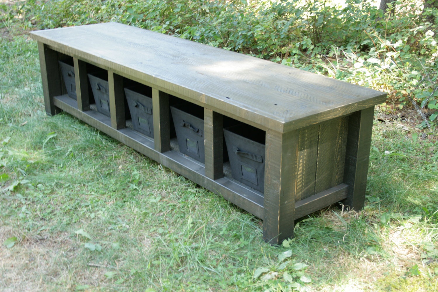 Reclaimed Rustic Black Entry Bench