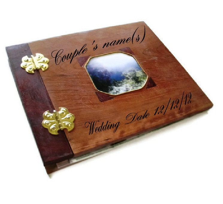 Personalized Scrapbook Photo Album - 12" x 12" Wooden Scrapbook - Inlay and Recessed Photo Placement