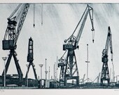 Crane Etching - Belfast Cranes Etching Print