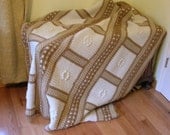 Crochet Afghan Blanket, Throw, Beige and  Neutral Colors