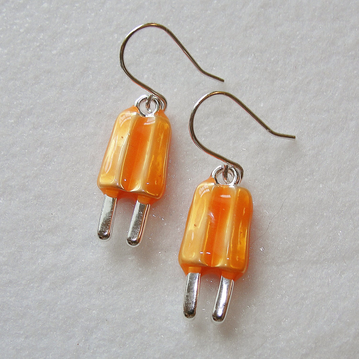 Orange Popsicle / Creamsicle dangle earrings - Summer earrings - Back to School novelty earrings - food jewelry