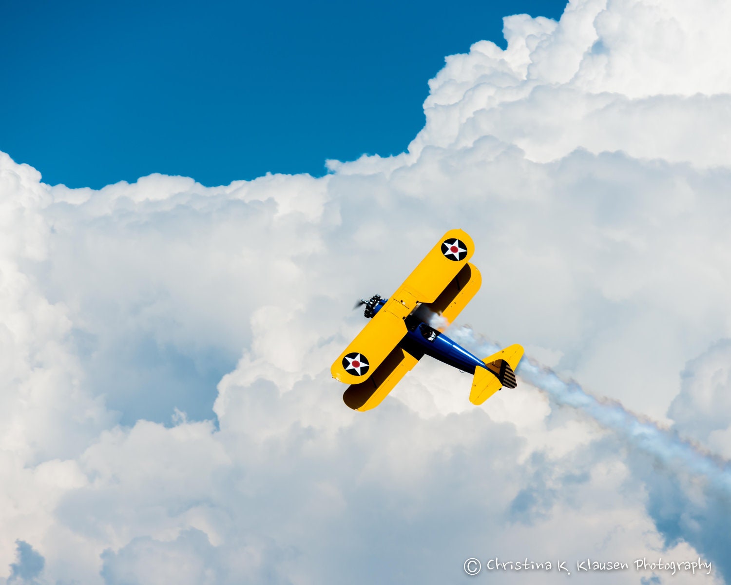 U.S. Army Bi-Plane Photograph. Airplane Photo. Boy's Room. Nursery Decor. Yellow. Blue. EAA Oshkosh. Plane. Fine Art Photography 8x10 Print