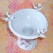 Lefton Mini Bird Bath Rare White Hobnail Pedestal Figurine