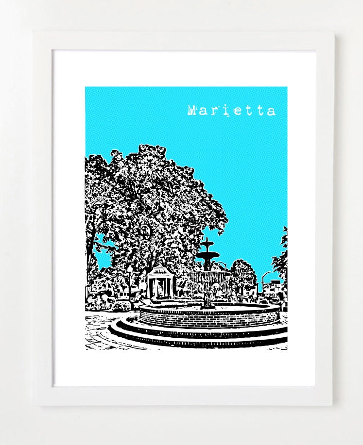 Marietta, Georgia Poster - Skyline Art Print - Georgia State City Series - 8x10