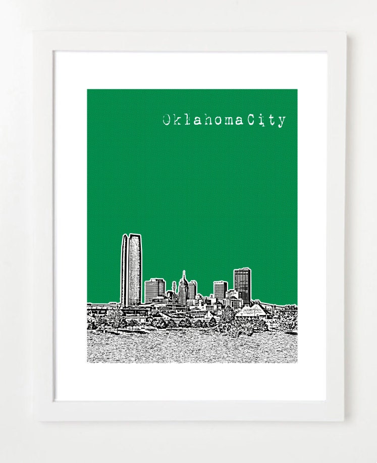 Oklahoma City Art  - Skyline Print 8x10 Poster - University of Oklahoma Sooners - VERSION 2