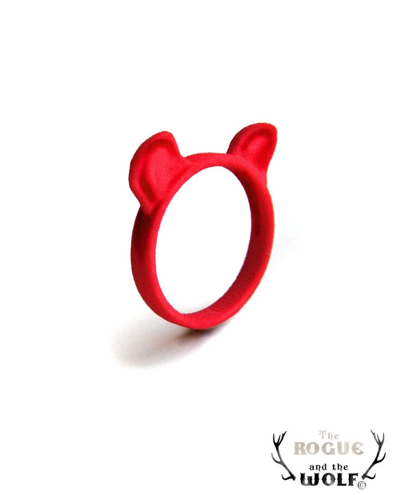 Red Bear Ring, Grizzly Bear Ears Ring, bear jewelry, modern ring, animal ring, bear jewellery