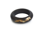 Wood Bracelet with Black Olivewood and Gold Leaf 1
