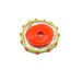 Handmade Lampwork Glass Focal Bead, Green Sun, orange, green, Transparent .