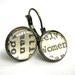 Man and Woman Women Recycled Library Card Word Earrings Patina Brass