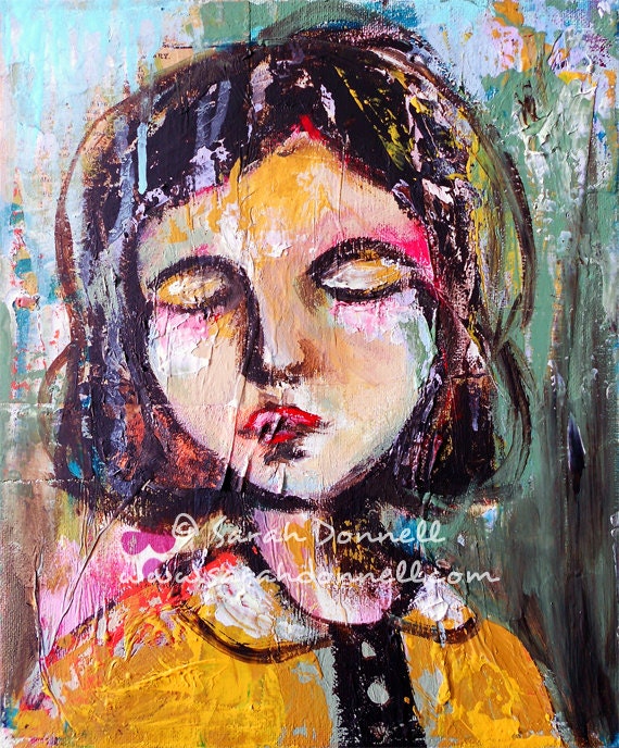 A4 Print Wall Art Decor Original Abstract Artwork Illustration Mixed Media Girl Woman Painting Digital Paper Glicee Australian Artist