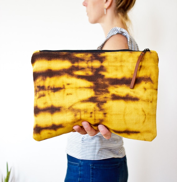 large zippered pouch, reverse tie dye