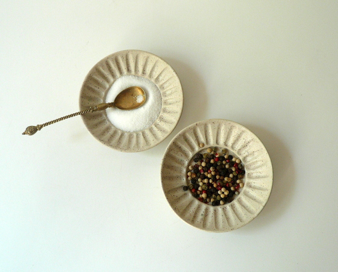Trinket Dish / Salt & Pepper Bowl / Ring Dish / Candle Holder - a Pair - CrowWhitePottery