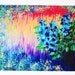 SALE - Original Acrylic Floral Painting 16 x 20 FREE SHIPPING Bold Vibrant Colours Rainbow Ombre Effect Royal Blue Flowers Red Peach Purple