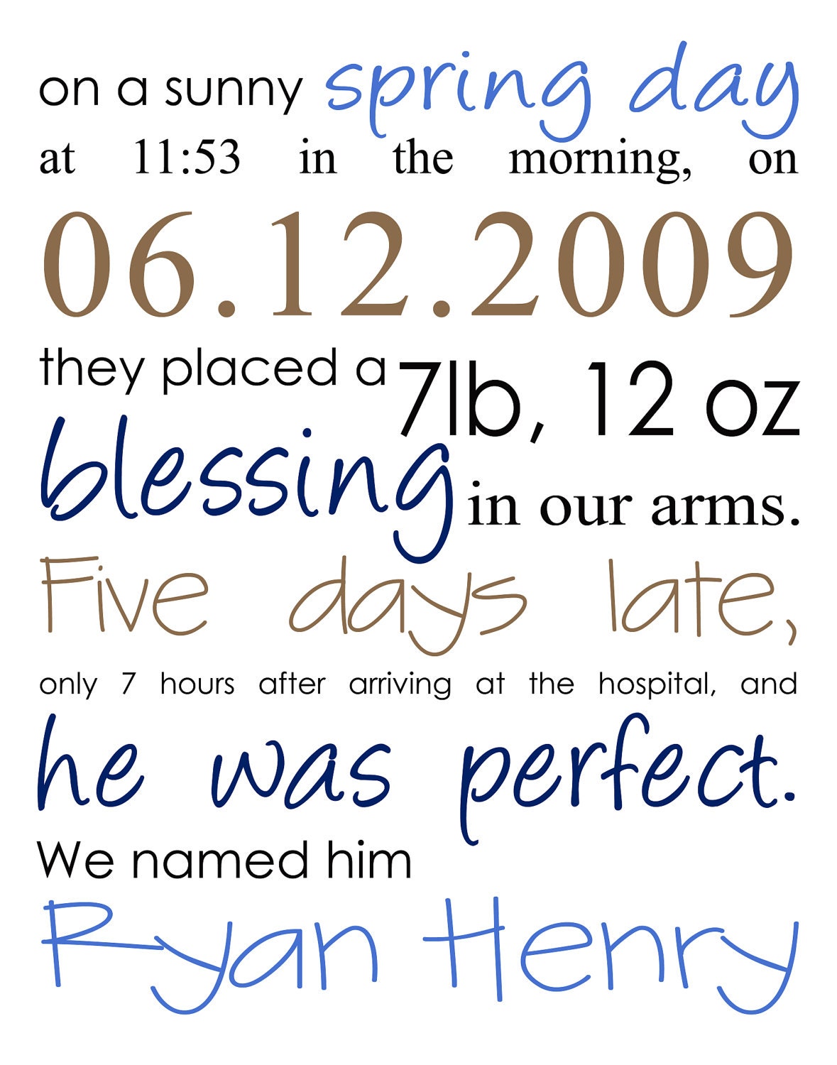 Personalized Birth Announcement Art (3 pieces)
