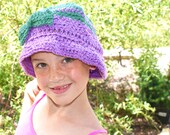 Fall Fashion Hat, Crochet Bucket Hat with Bow, Purple Spring Hat, Winter Cloche Hat, Green Winter Hat, Crochet Cloche Hat, Purple Hat