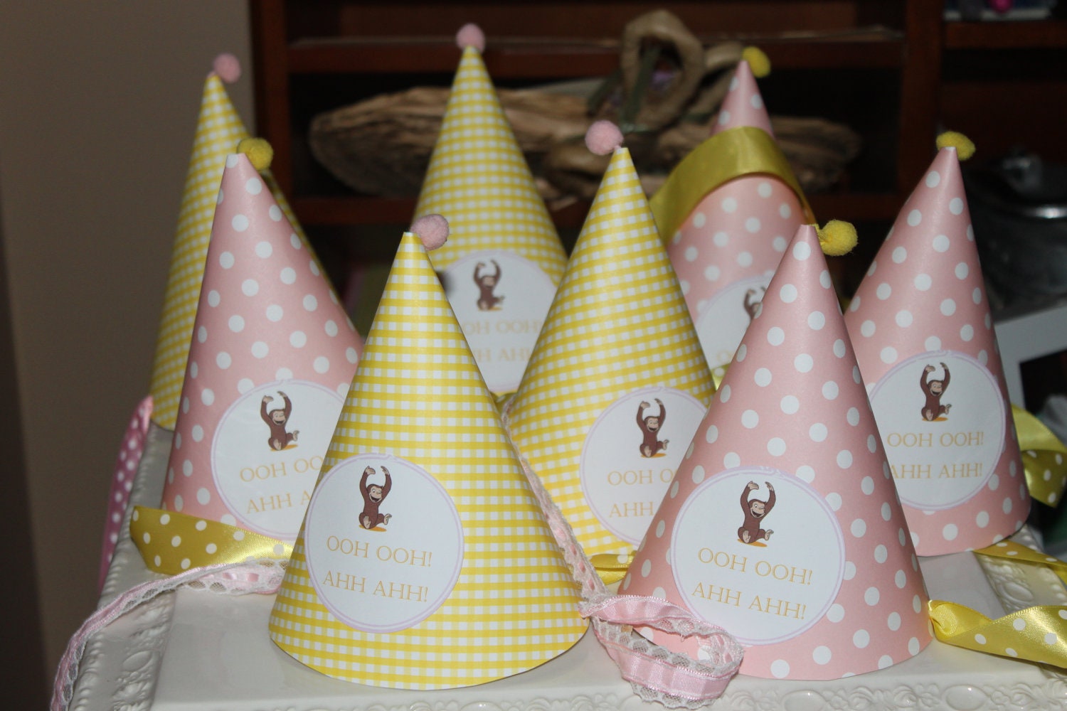 Set of 6 Curious George Paper Party Hats