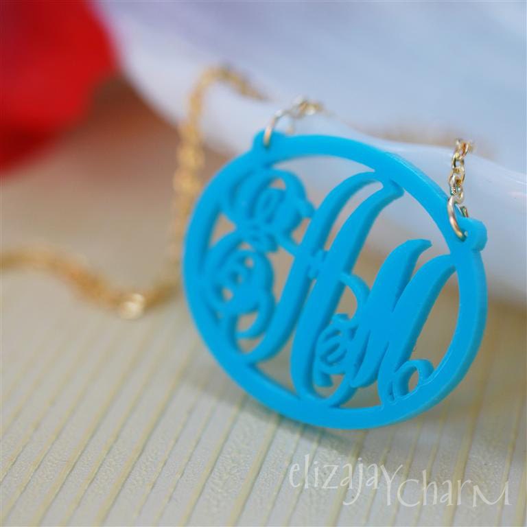 Fancy oval monogram acrylic necklace